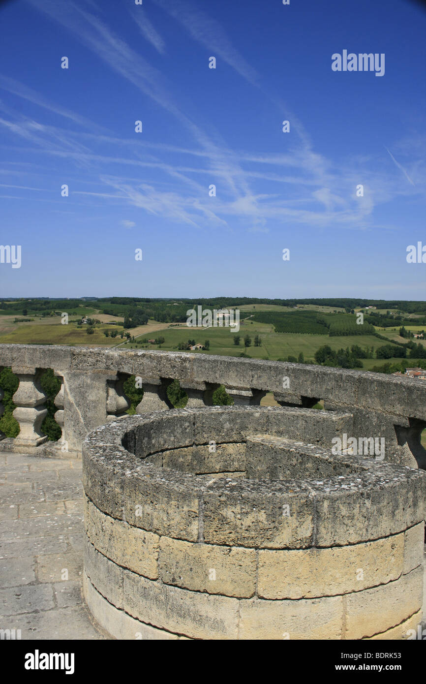 Top of the tower, Duras Castle, Lot et Garonne Stock Photo