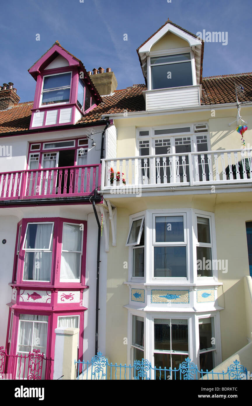 Colourful seafront houses, Whitstable, Kent, England, United Kingdom Stock Photo