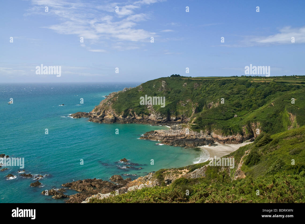 dh Petit Bot Bay ST MARTIN GUERNSEY Southern coastline bays and headland seashore saint martins coast view sea uk scenic Stock Photo