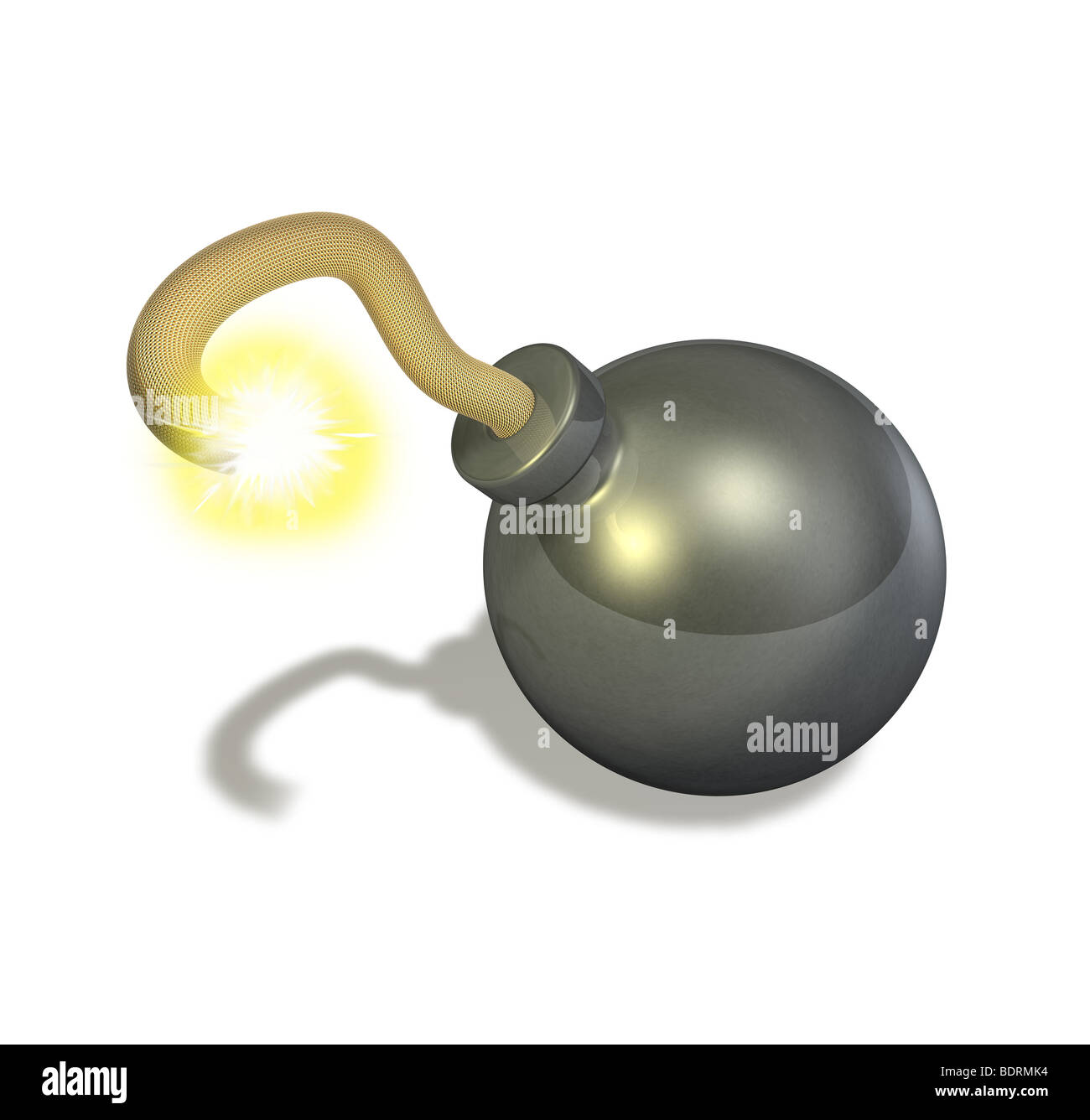 3d render illustration of a bomb with a lit fuse Stock Photo