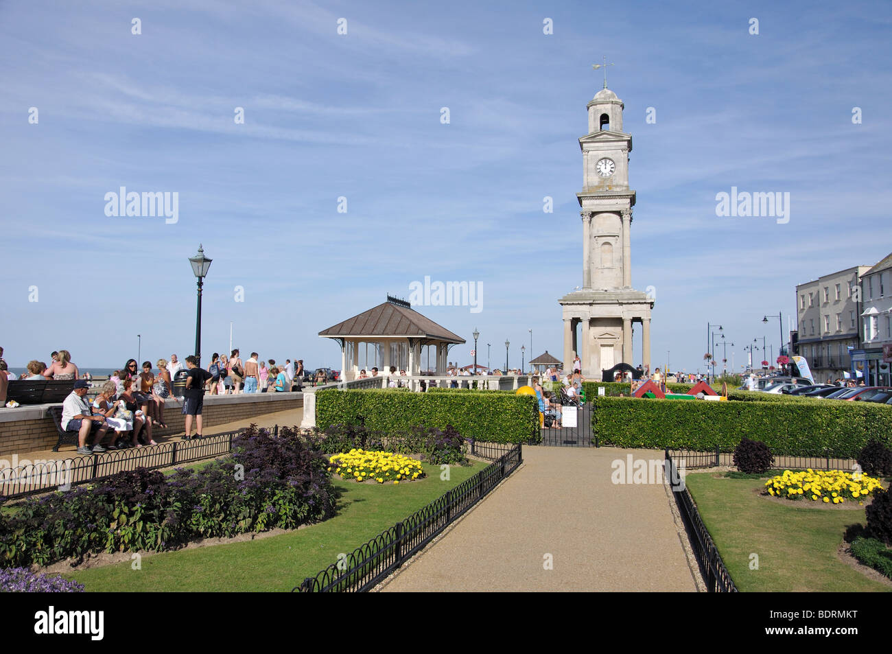 The Clock Tower and gardens on promenade, Herne Bay, Kent ,England