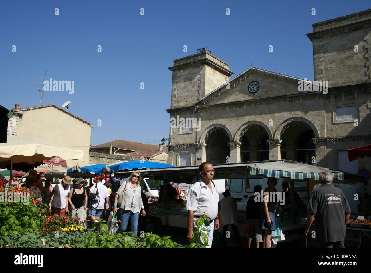 Friday, the weekly market day in Lectoure, France Stock Photo