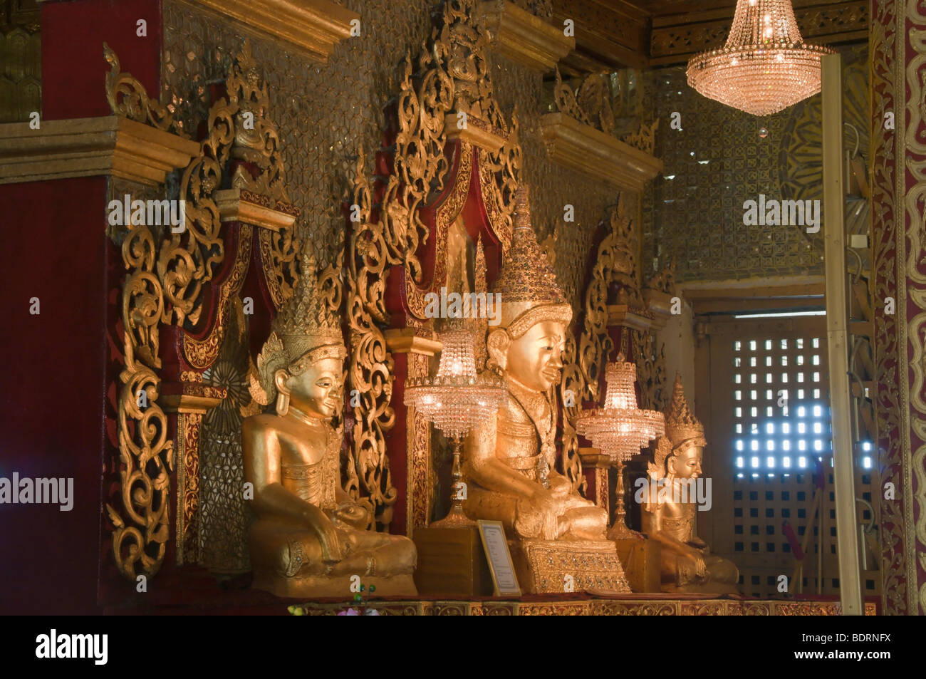 Replacement Mahamuni Buddha after theft, near Mrauk U, Rakhine Division, Arakhan Kingdom, Myanmar (Burma), Southeast Asia Stock Photo