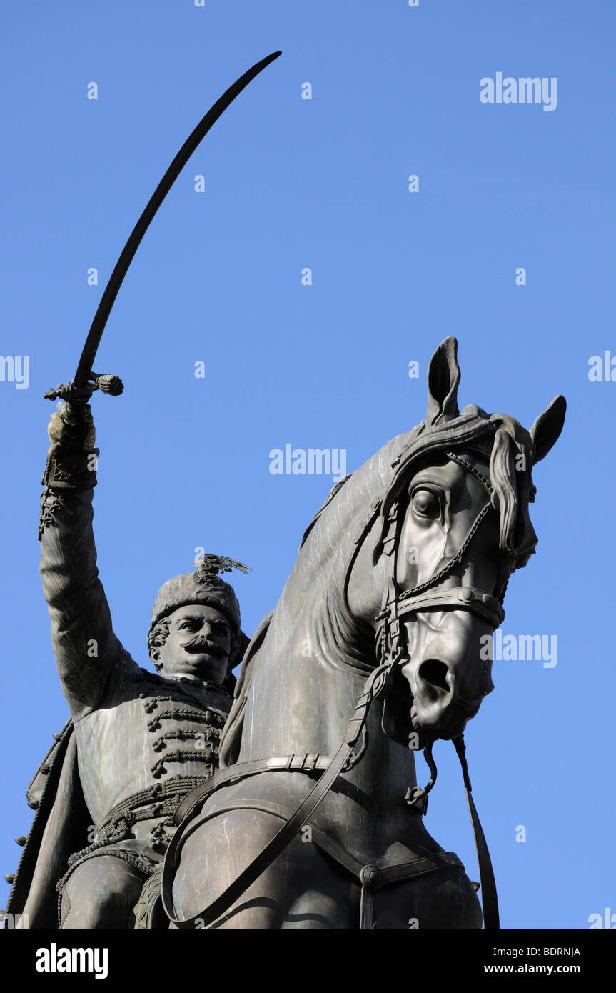 Zagreb, Croatia. Equestrian statue of Count Josip Jelacic (1801-59) in Trg Josip Jelacica Stock Photo