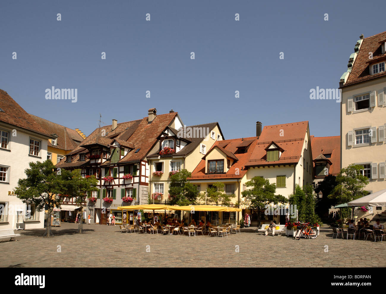 Schlossplatz castle square of Meersburg on Lake Constance, Baden-Wuerttemberg, Germany, Europe Stock Photo