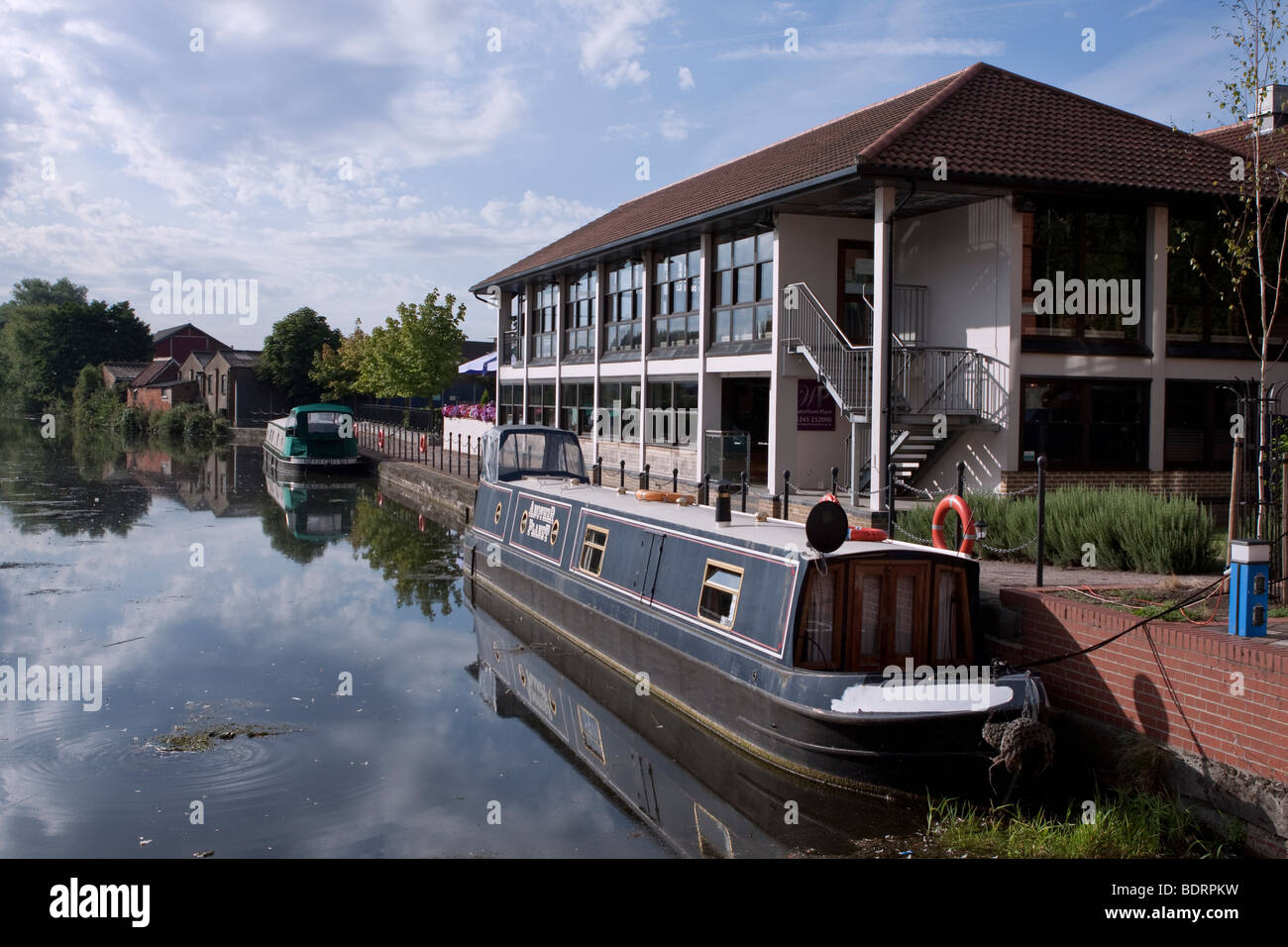 Waterfront Restaurant and barge, Chelmsford, Essex, UK Stock Photo Alamy
