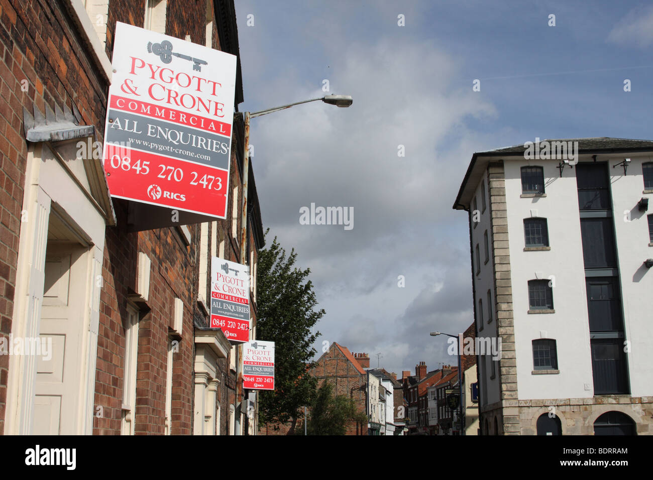 Commercial property for sale or to lease in a U.K. town. Stock Photo