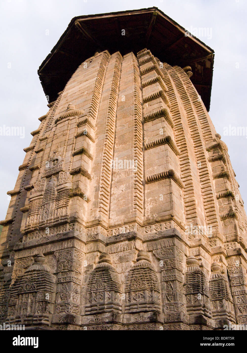 Sikhara tower of the Bhansi / Bansi Gopal (also known as the Rada Krisna / Krishna ) temple. Chamba, Himachal Pradesh. India. Stock Photo