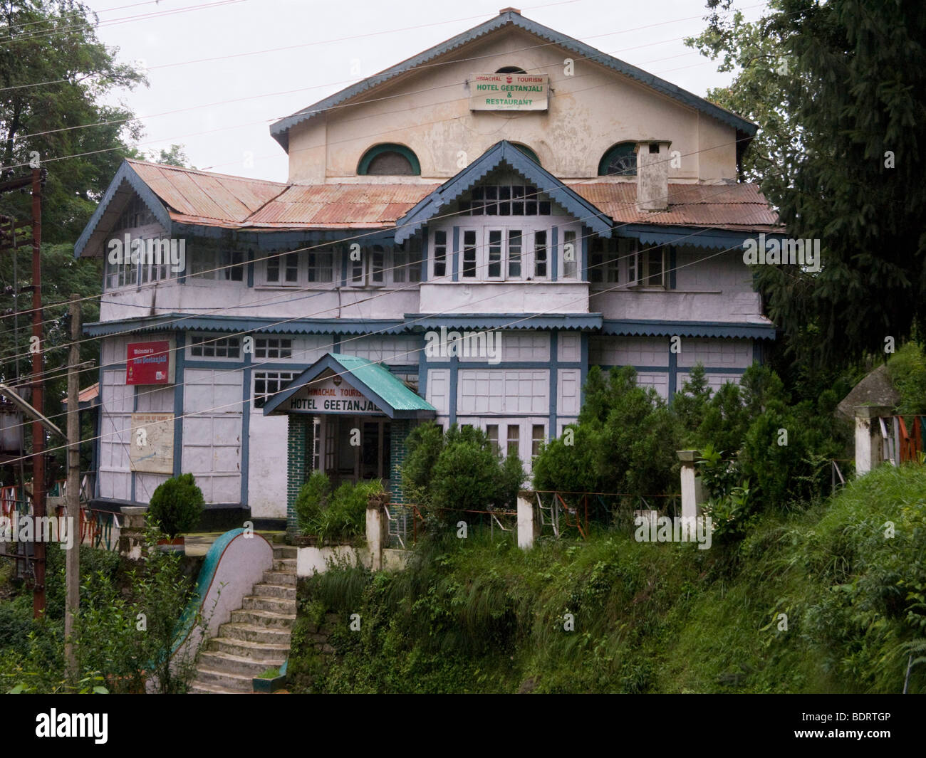 Front exterior of the Hotel Geetanjali, Dalhousie. Himachal Pradesh. India. Stock Photo