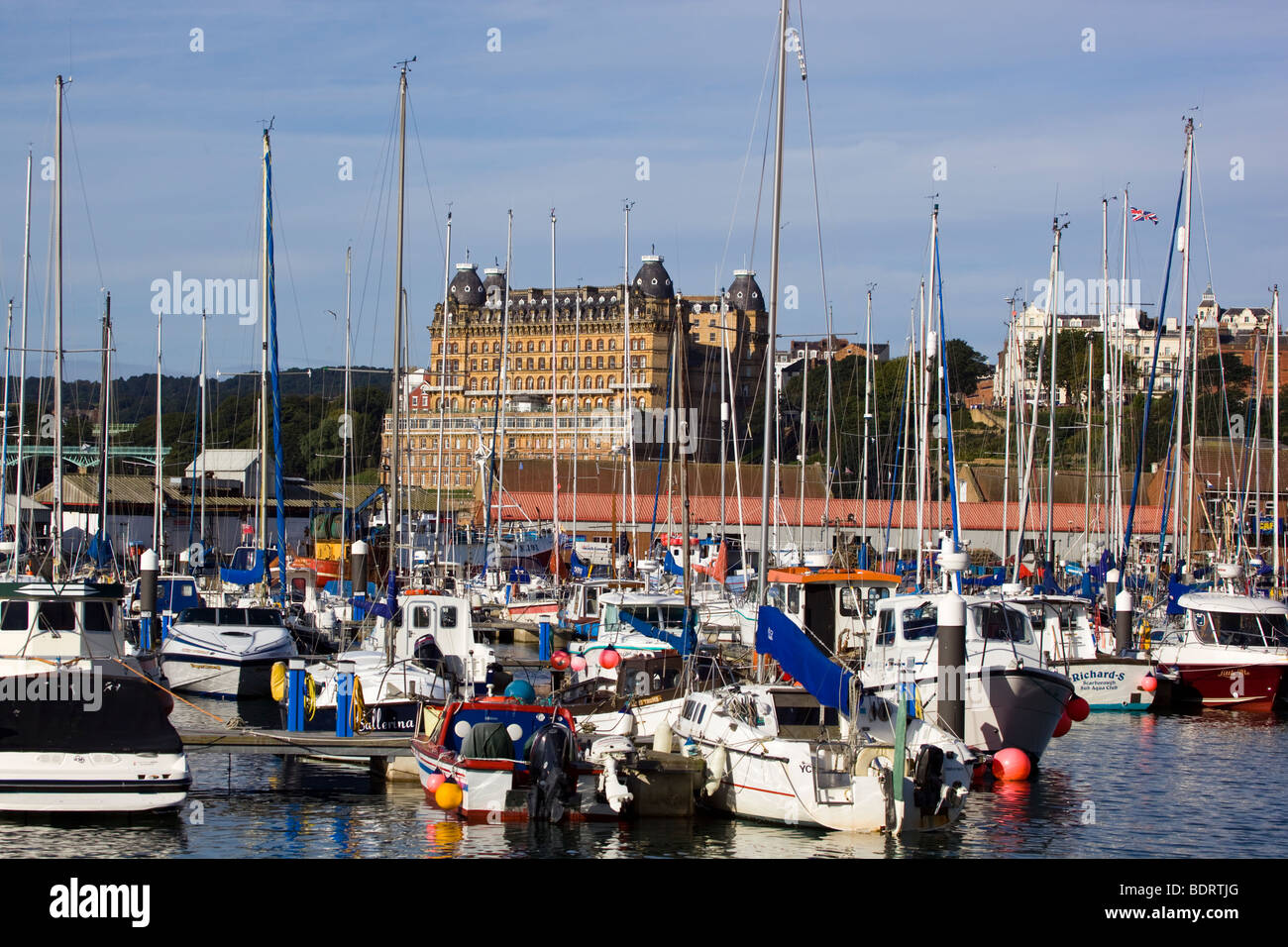 Yachts in Harbour Scarborough North Yorkshire Stock Photo