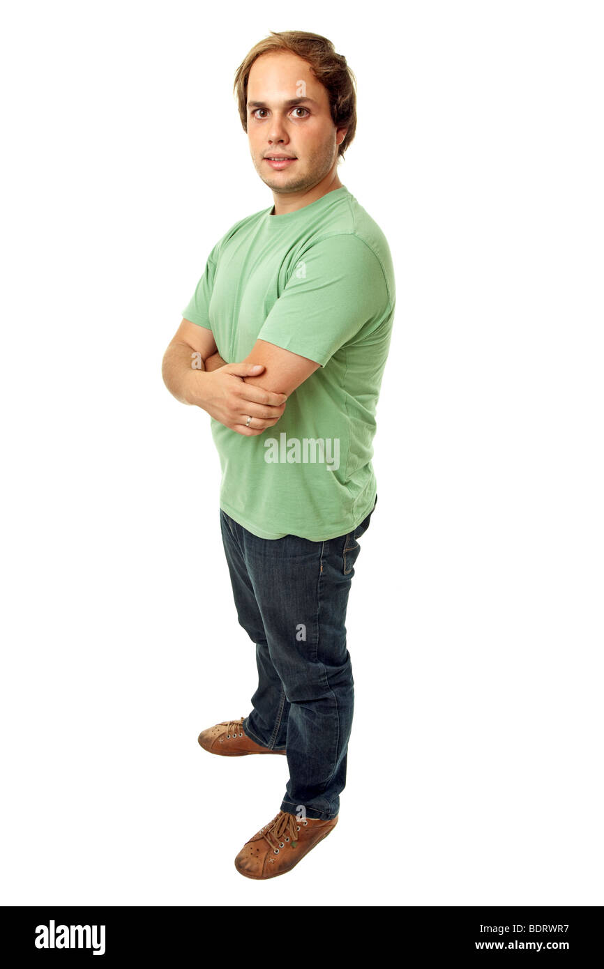 young casual man full body in a white background Stock Photo