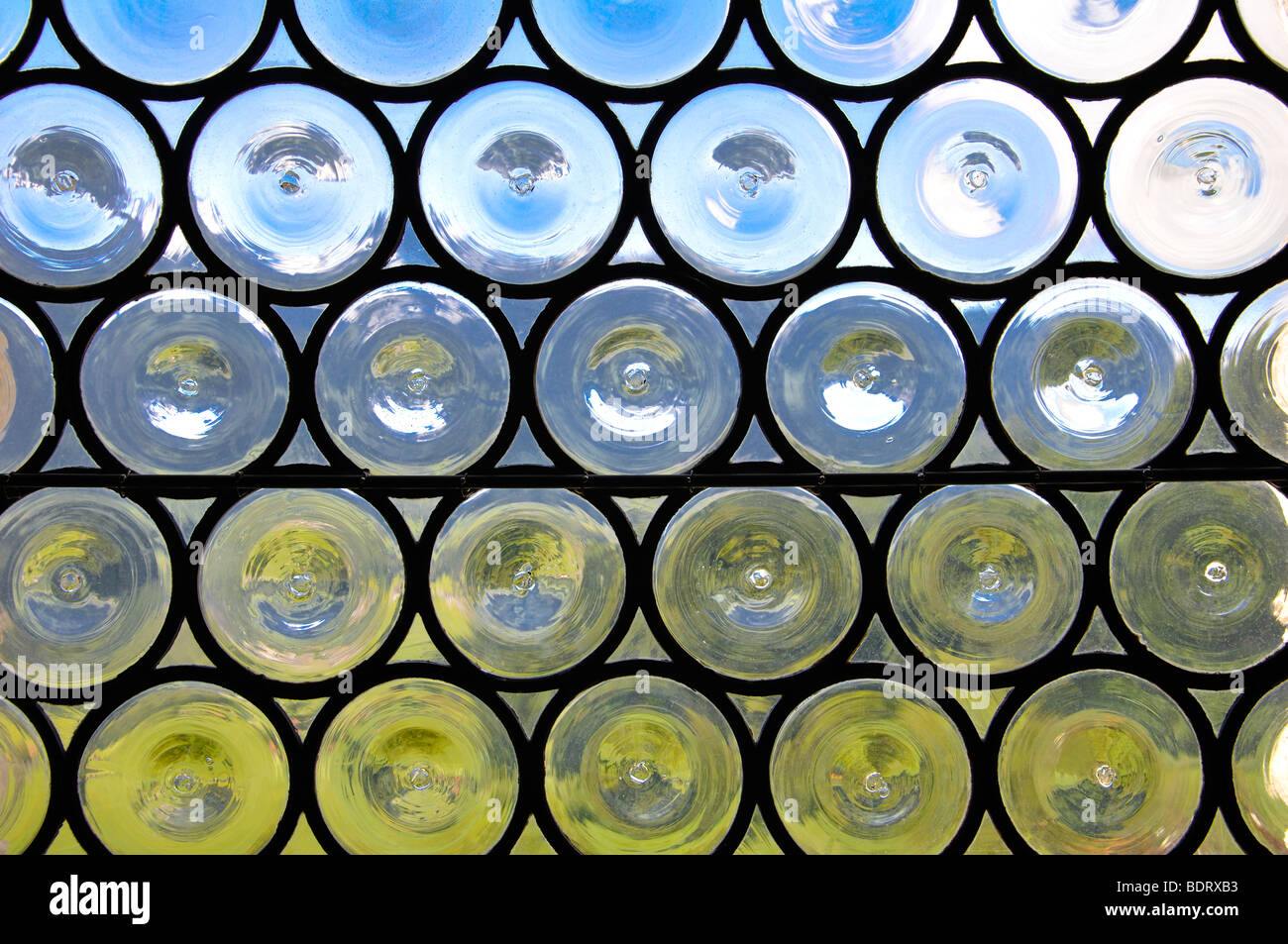 Bottle bottom glass window in Gruyeres castle, Switzerland Stock Photo -  Alamy