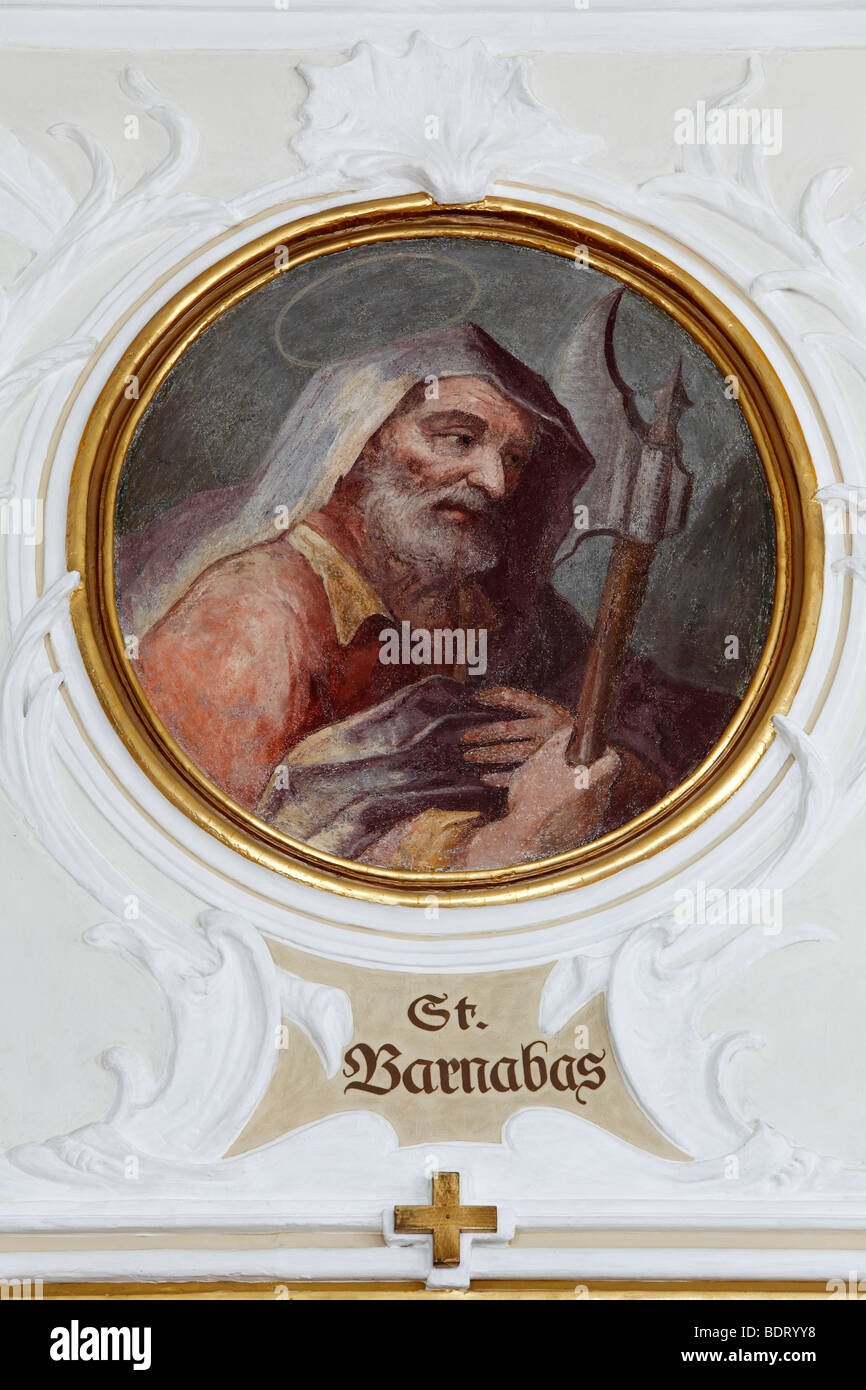 Apostle St. Barnabas, painting by Angelica Kauffmann, Parish Church in Schwarzenberg, Bregenz Forest, Bregenzerwald, Vorarlberg Stock Photo
