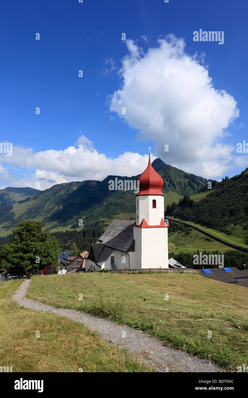 Parish Church of St. Nicholas in Damuels, Bregenz Forest, Bregenzerwald, Vorarlberg, Austria, Europe Stock Photo