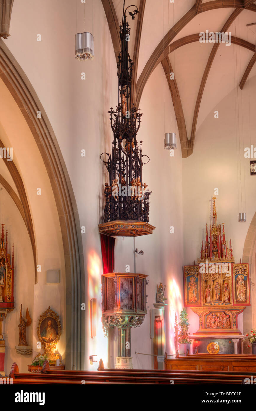 Pulpit of St. Nicholas Cathedral, Feldkirch, Vorarlberg, Austria, Europe Stock Photo