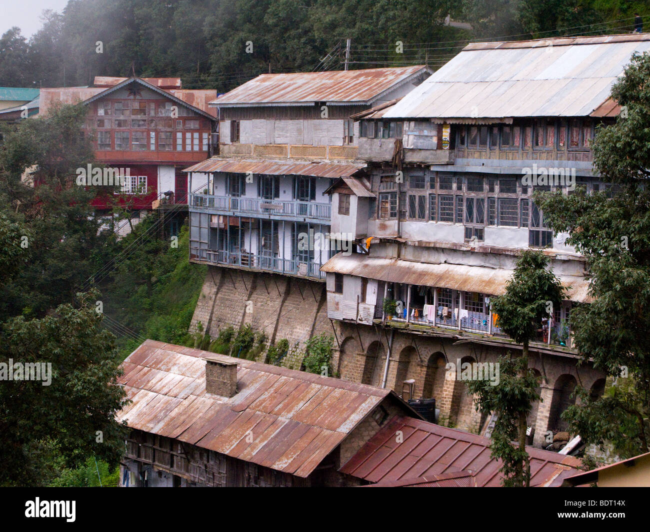 Old British built buildings in Dalhousie, seen from the back. Dalhousie