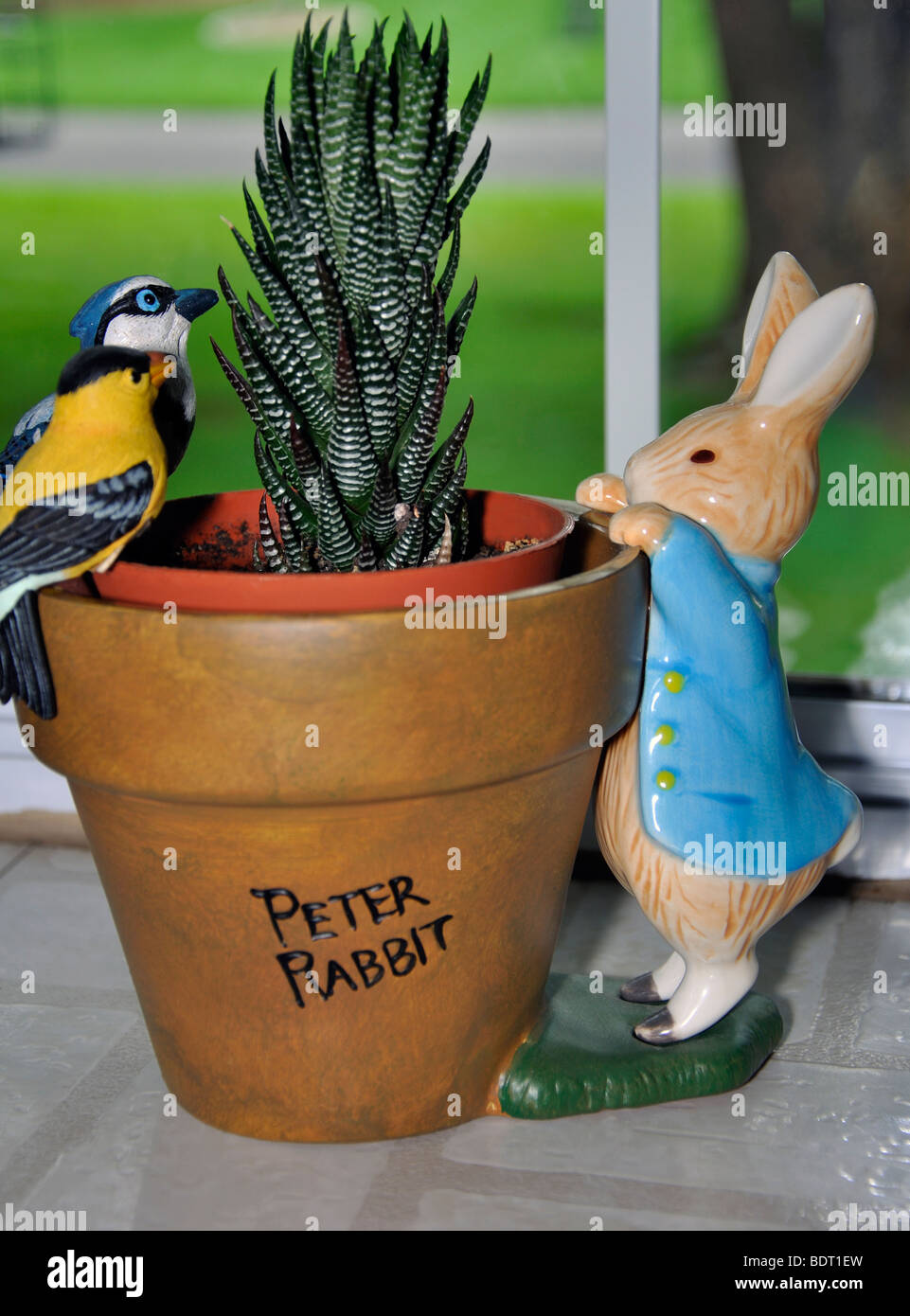 Peter Rabbit plant pot Stock Photo Alamy