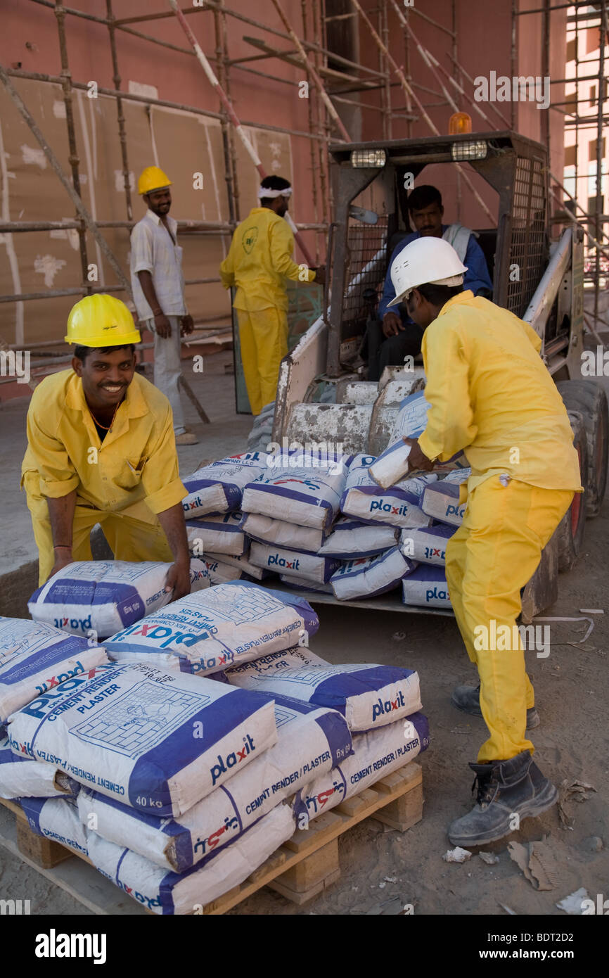 Cement bag bags cementation workers middle east Stock Photo Alamy
