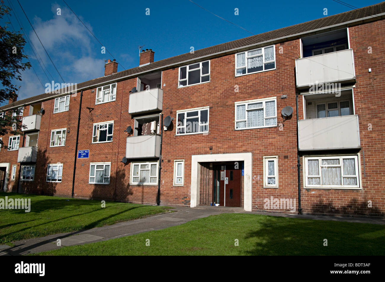 council tenement flats in dudley on a sunny day Stock Photo