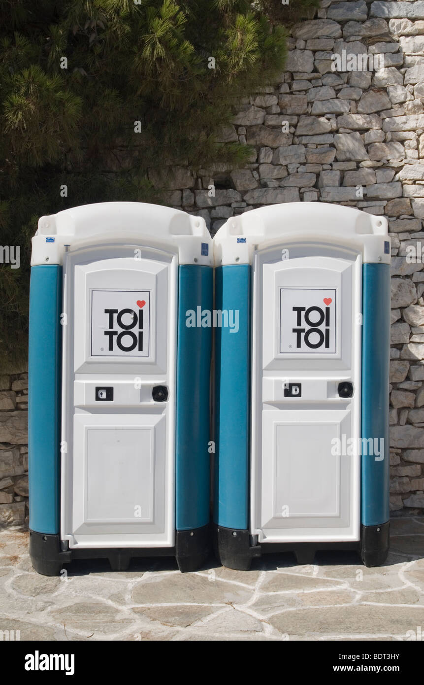 Portable toilets for men and women Stock Photo