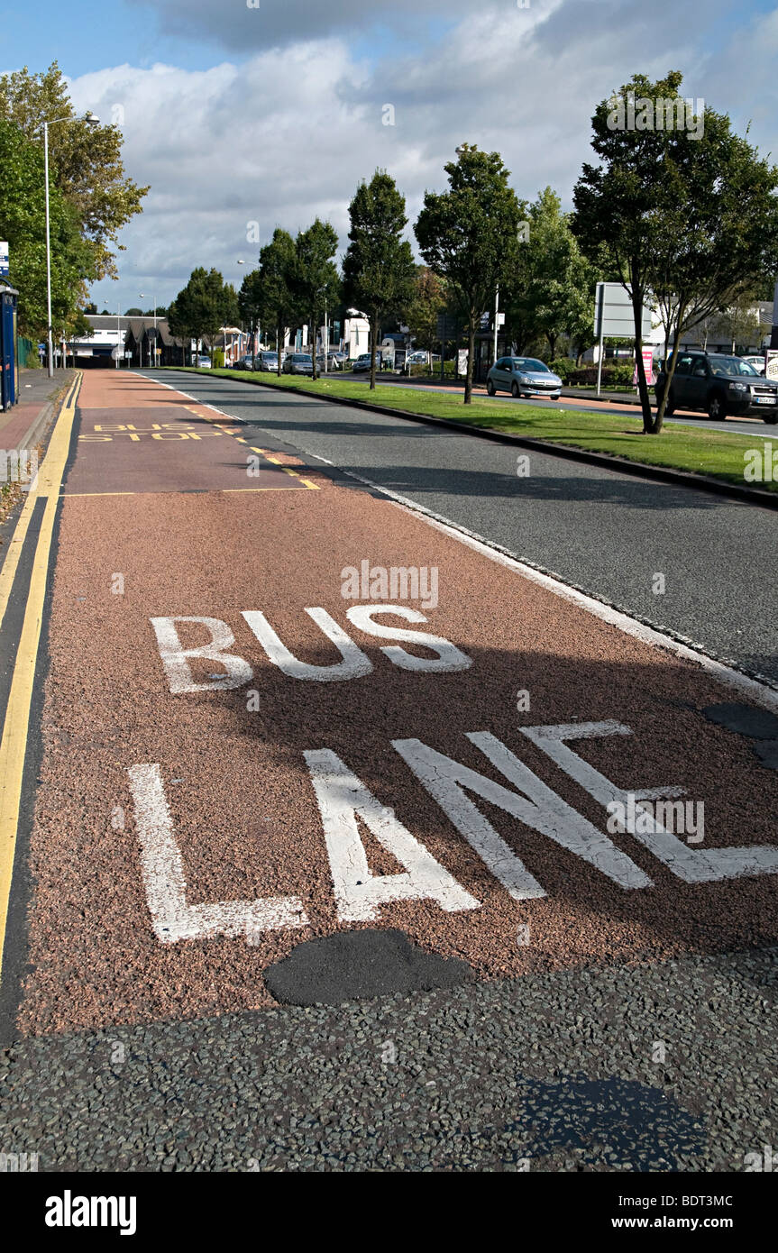 a bus lane sign on a road for a bus only driving lane in wolverhampton