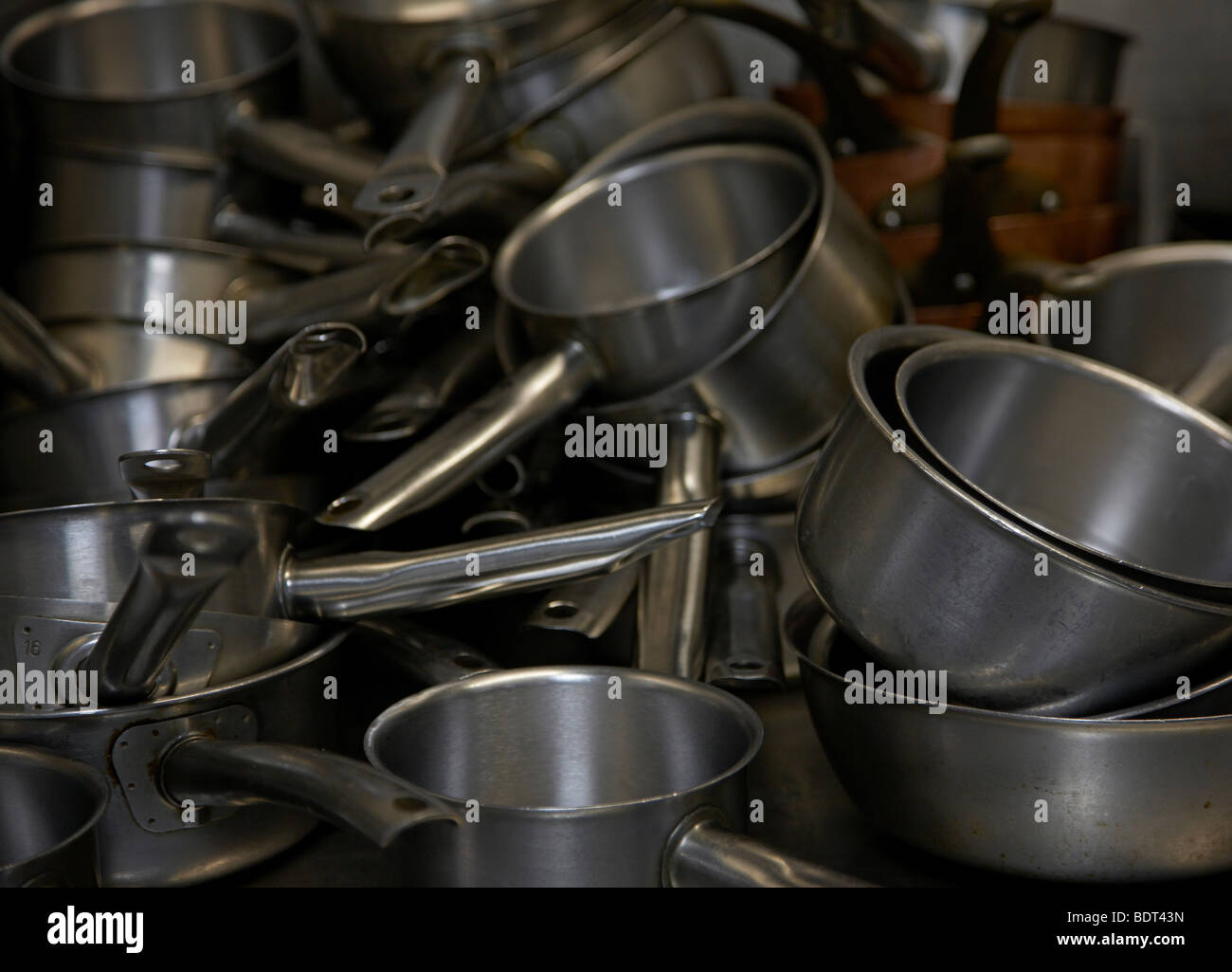 pots and pans in kitchen Stock Photo