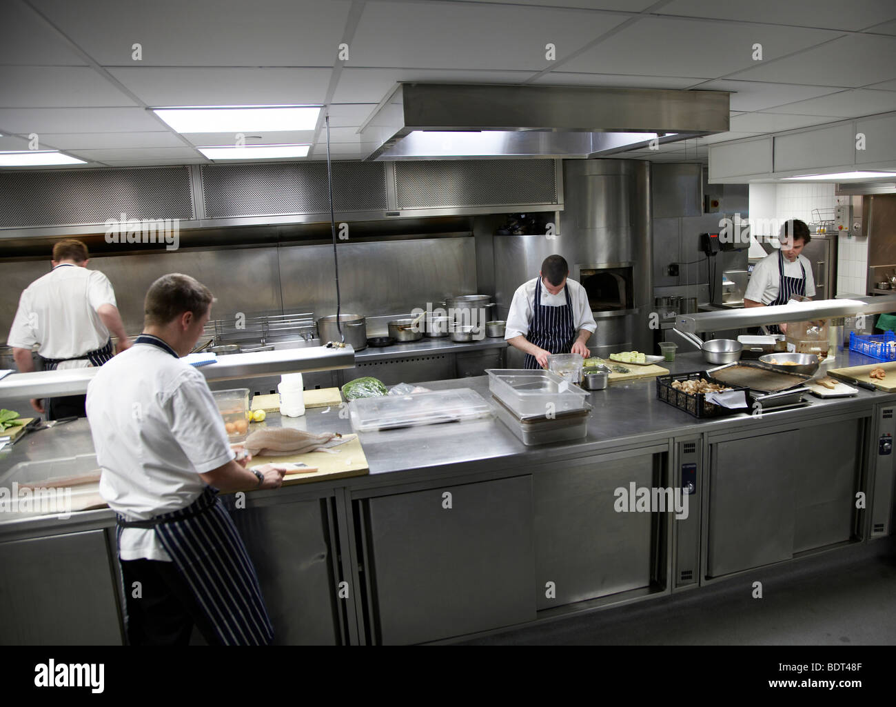 chefs working in a professional restaurant Stock Photo