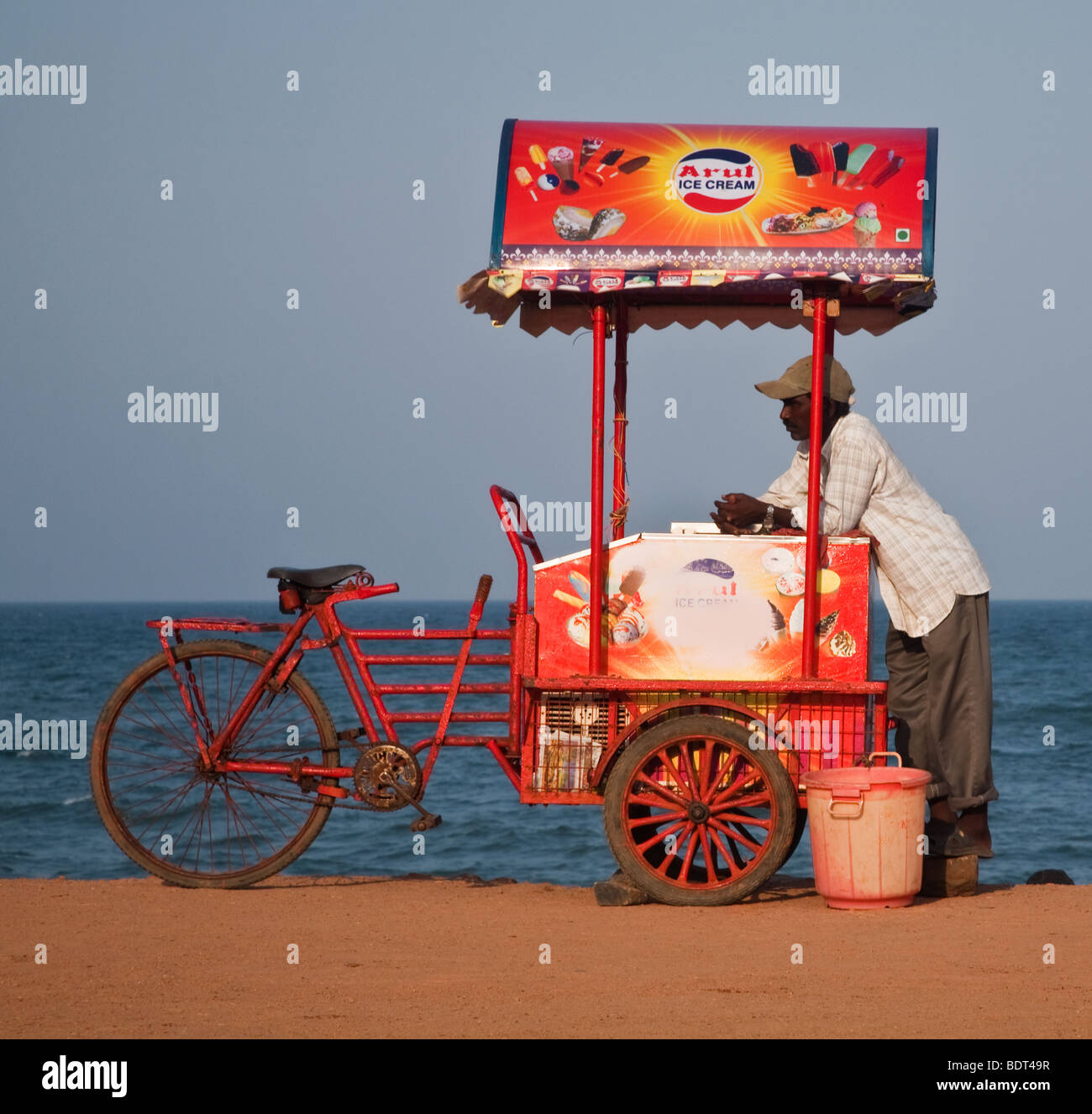 Ice cream cart on promenade Puducherry Pondicherry Tamil Nadu India