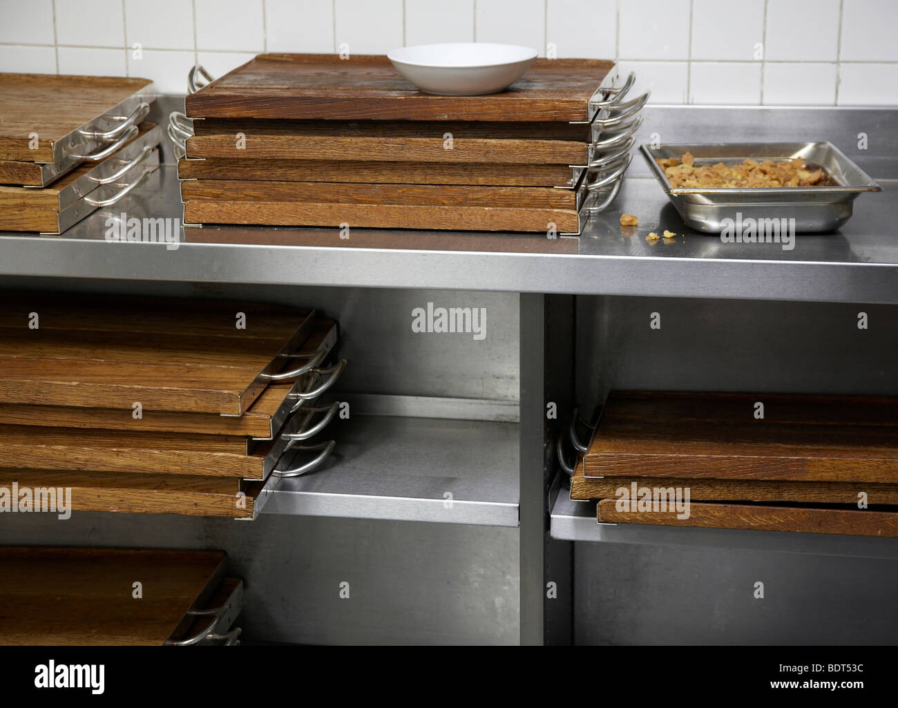 trays in a kitchen Stock Photo Alamy