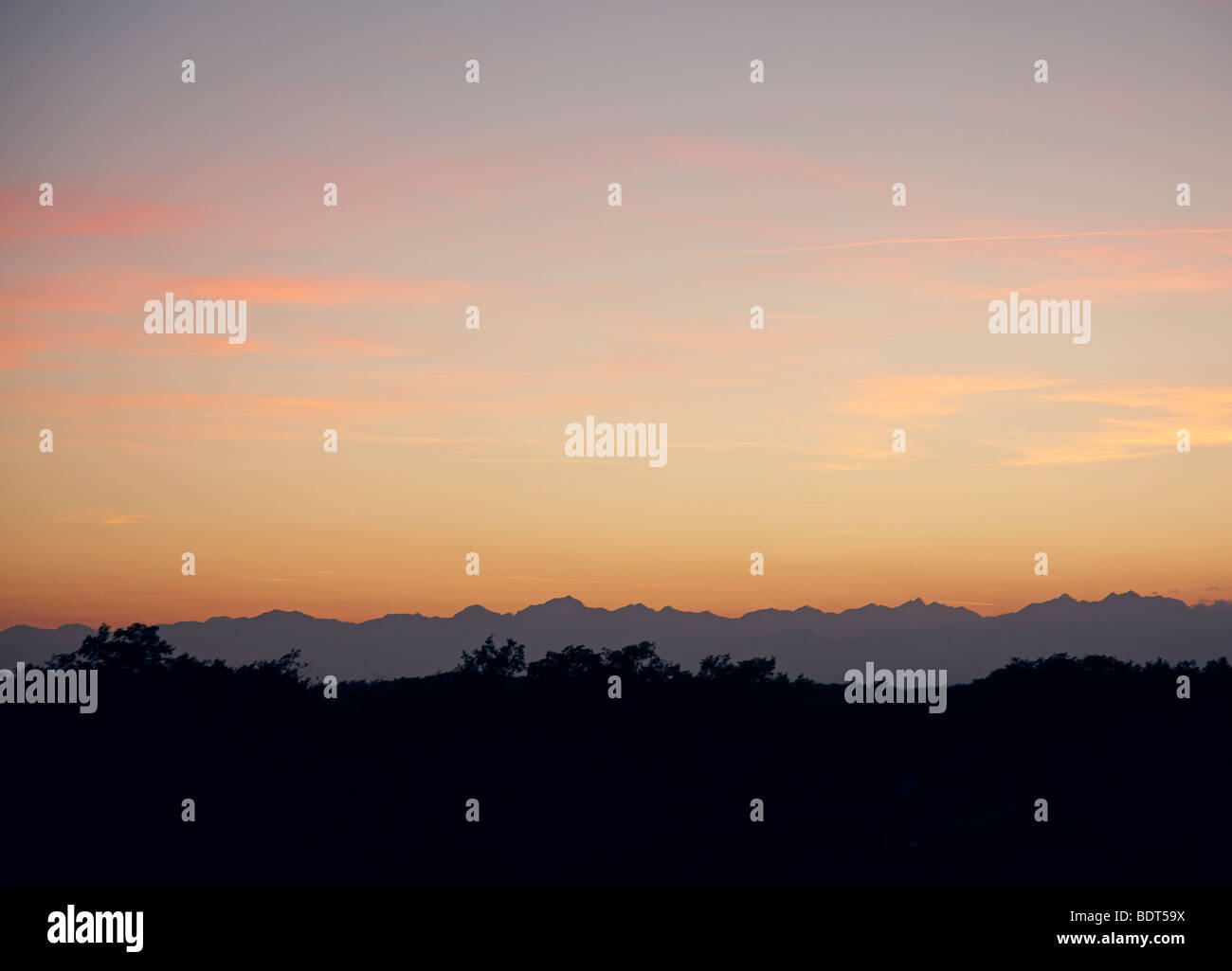 Sunset over the Italian Alps Stock Photo