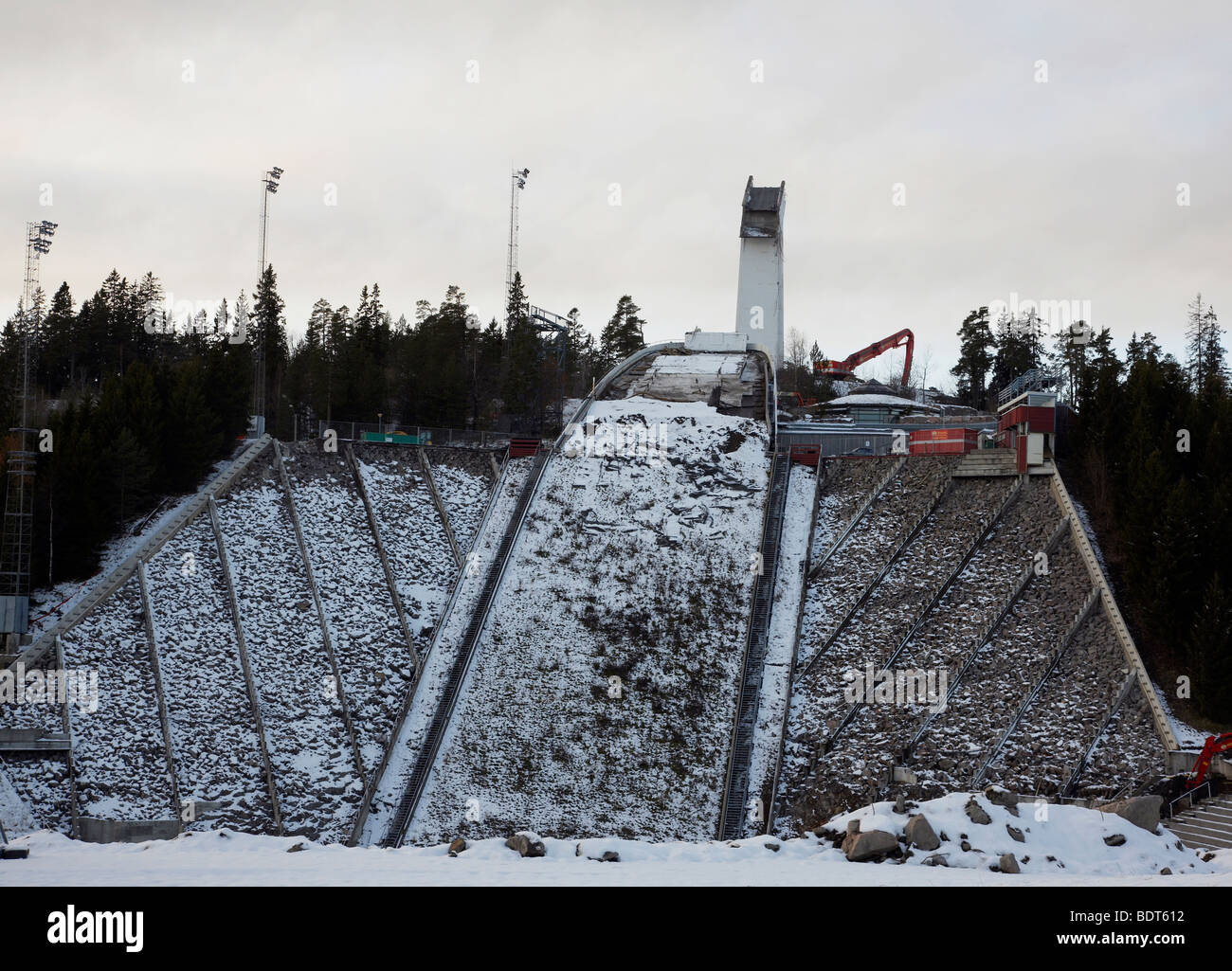 demolition of old Olso ski jump Stock Photo