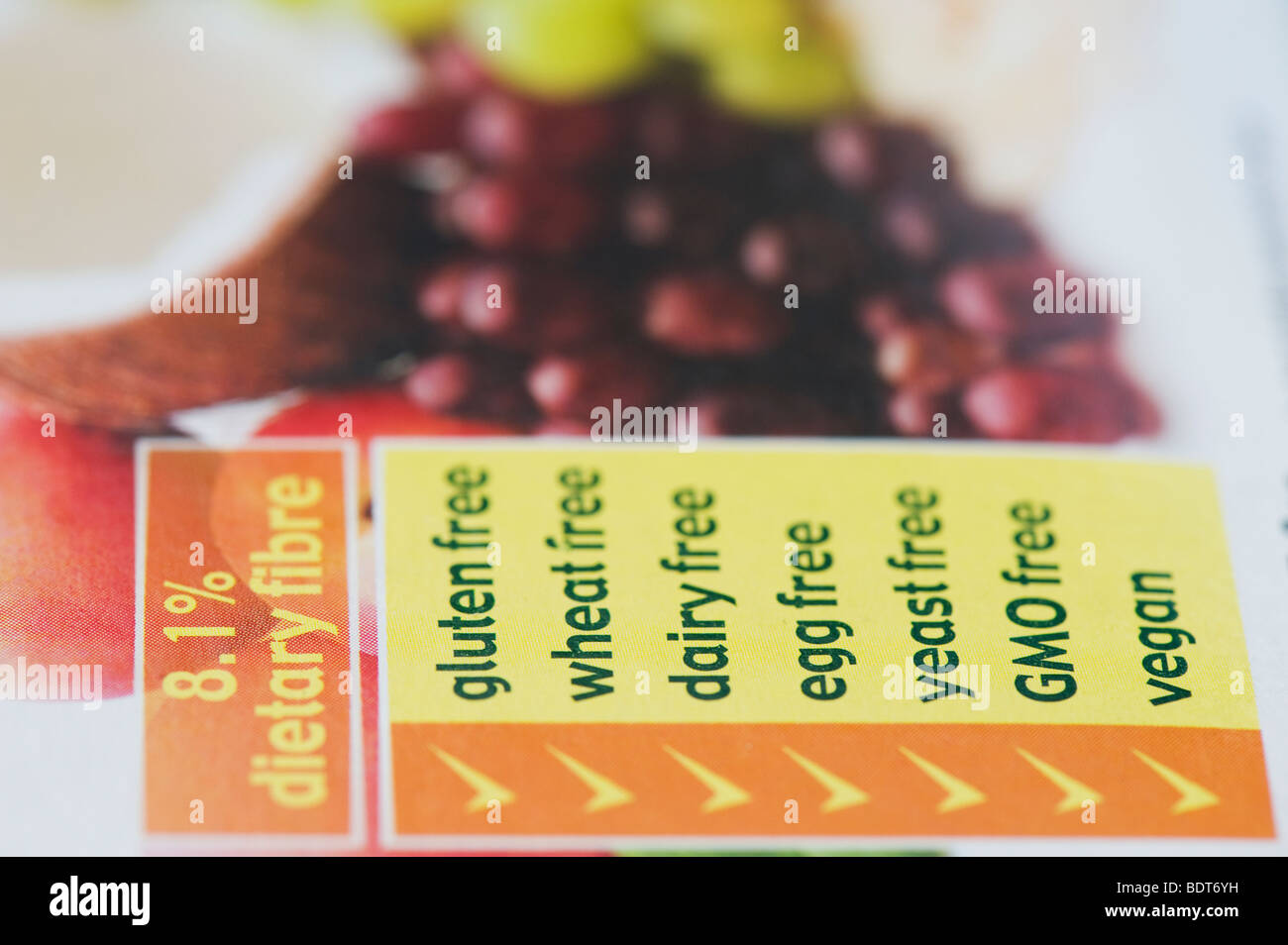 Wheat free, Gluten free, Dairy free, Egg free, Yeast free, GMO free