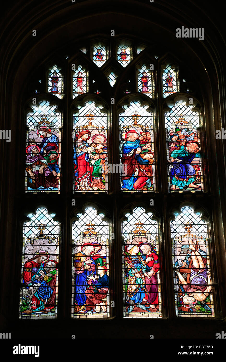 Stained Glass Window Parish Church St Peter St Pauls Lavenham Town Suffolk County England Britain UK Stock Photo