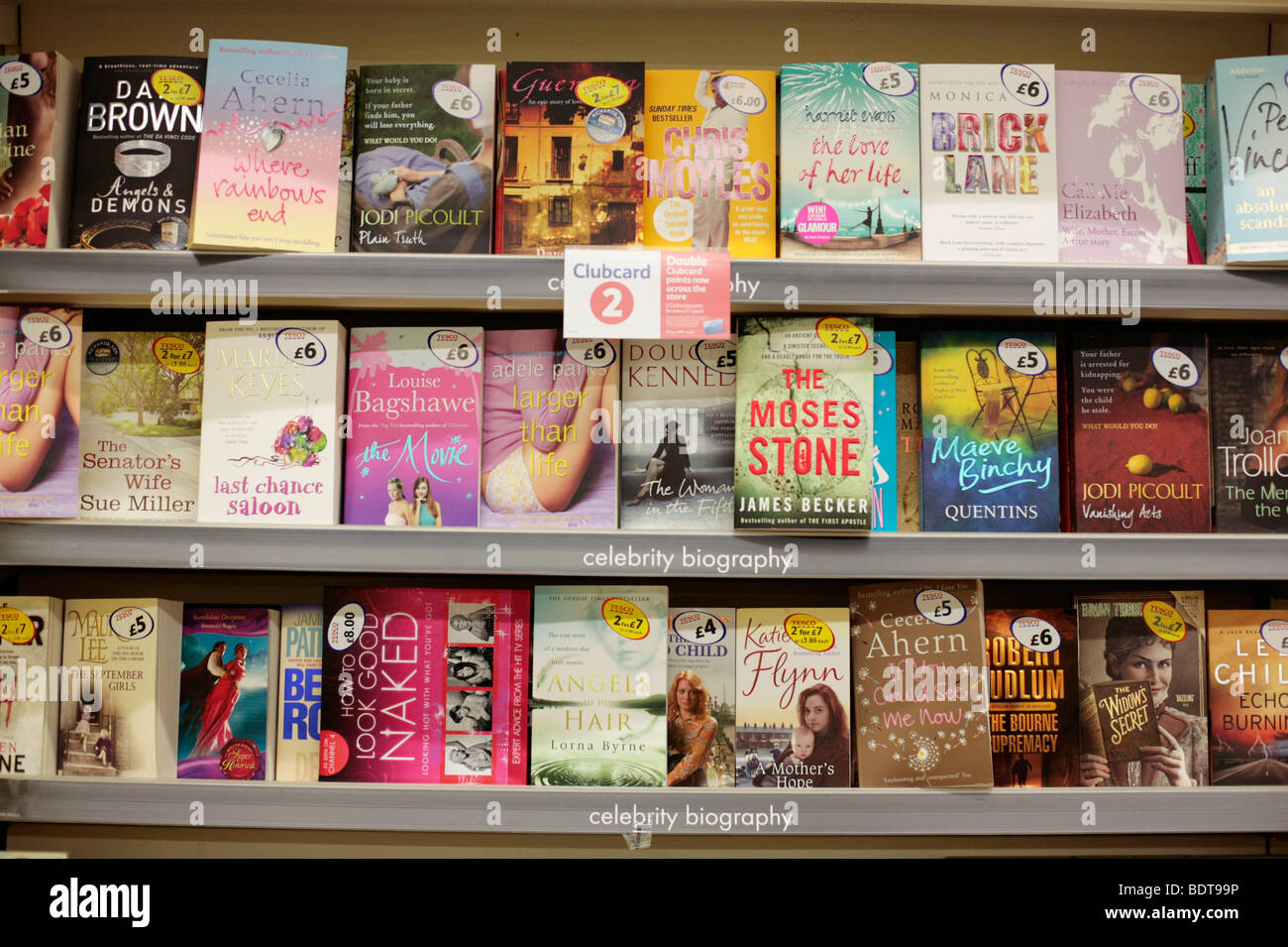 Novels on sale in Tesco store. Stock Photo