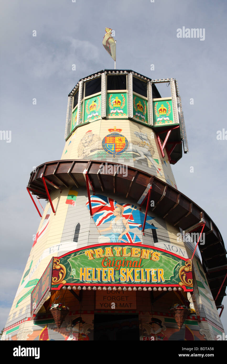 A helter skelter funfair ride in the U.K. Stock Photo