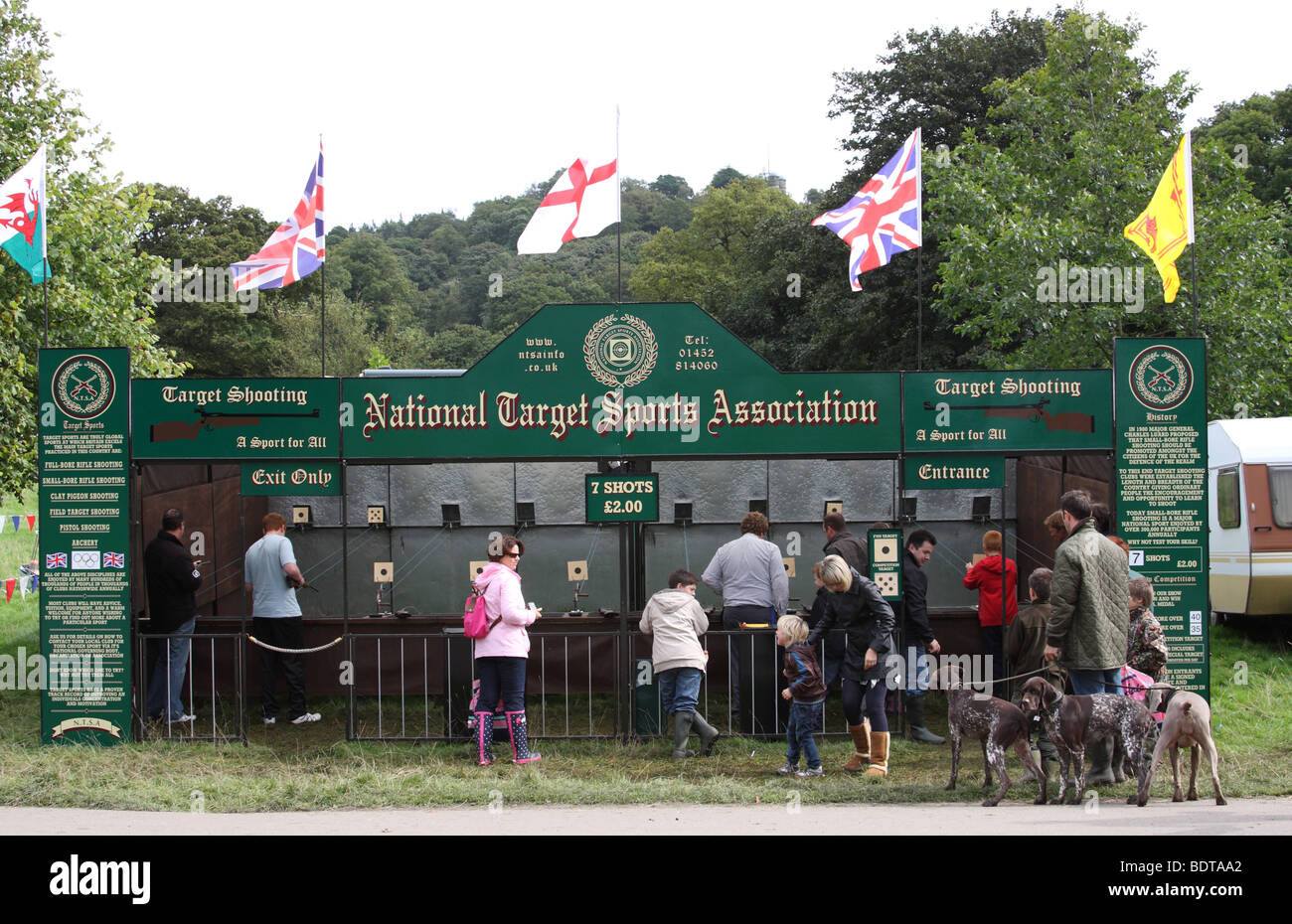 The National Target Sports Association shooting range at the Chatsworth Show, Chatsworth, Derbyshire, England, U.K. Stock Photo