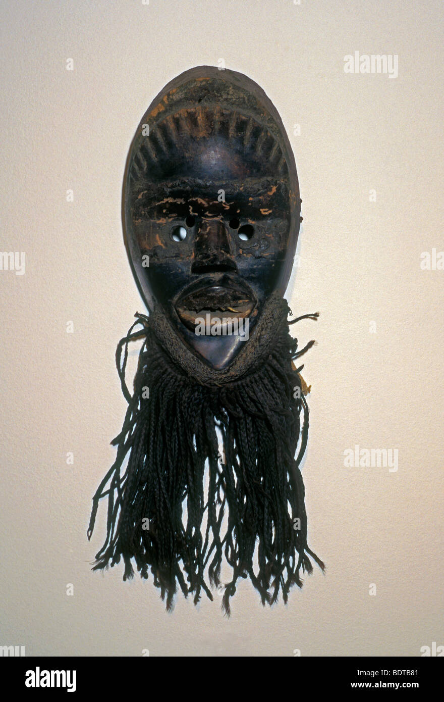 dance mask, mask, wooden mask, made of wood and hair, 24x15x8 cm, National Gallery, city of Harare, Harare, Harare Province, Zimbabwe, Africa Stock Photo