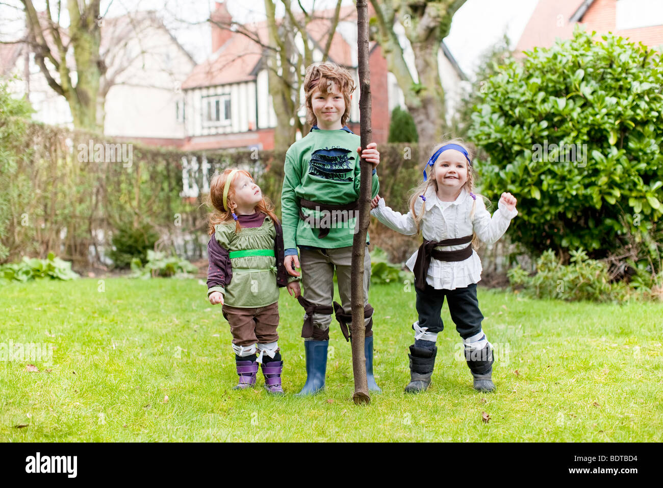 Children dressing up as Vikings/Anglo Saxons Stock Photo