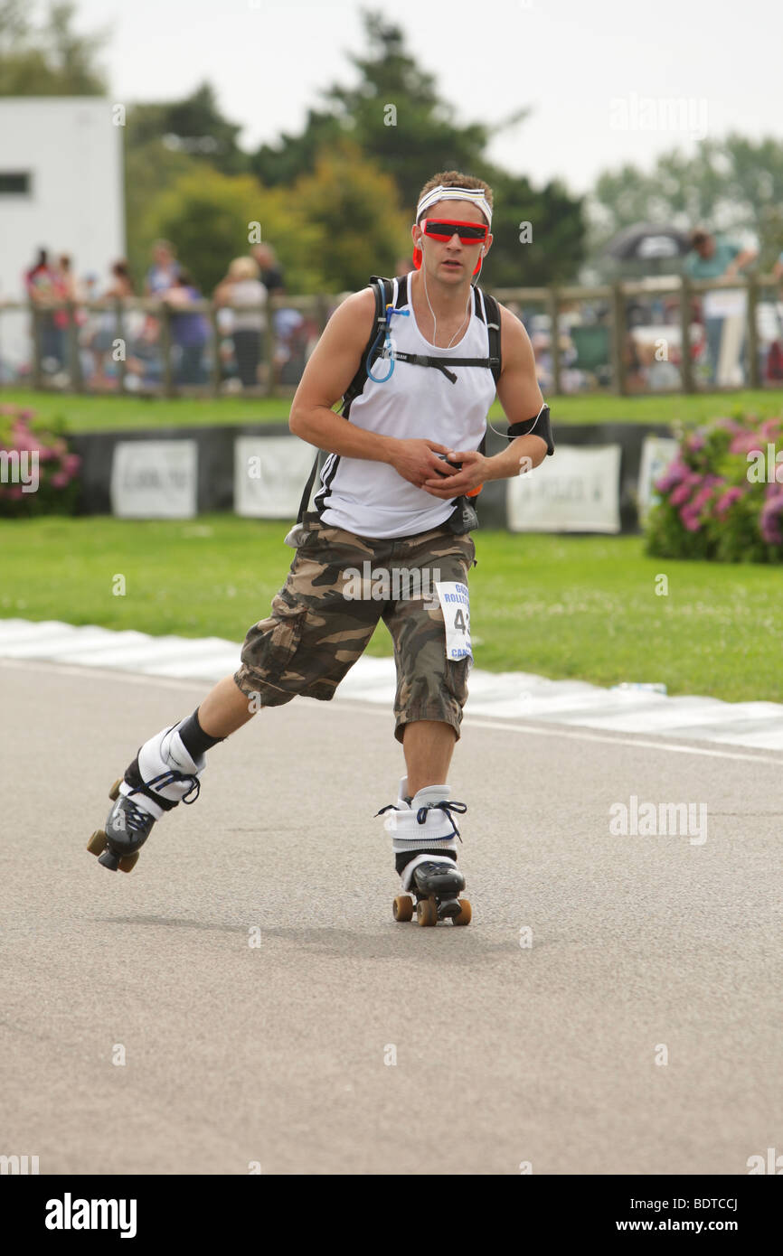 Single skater in a charity marathon Stock Photo