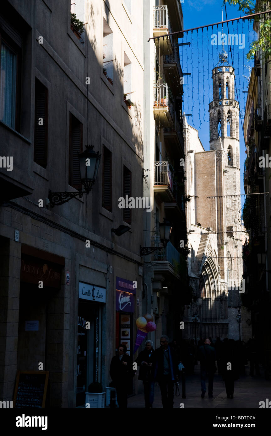 Santa Maria del Mar church in the Ribera district of Barcelona Spain. Stock Photo