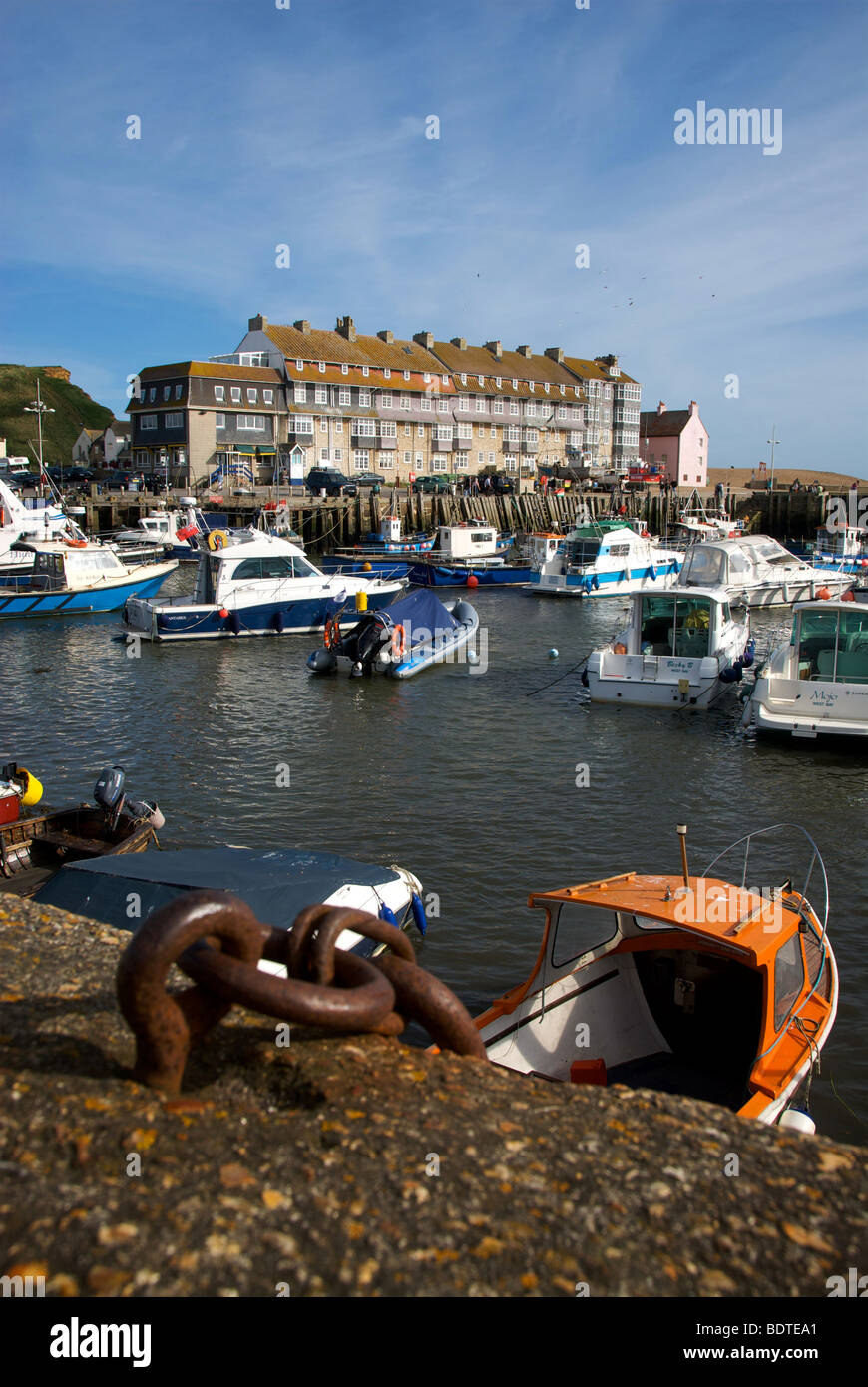 West Bay Dorset UK Harbour Harbor Quay Sailing Fishing Boats Stock ...