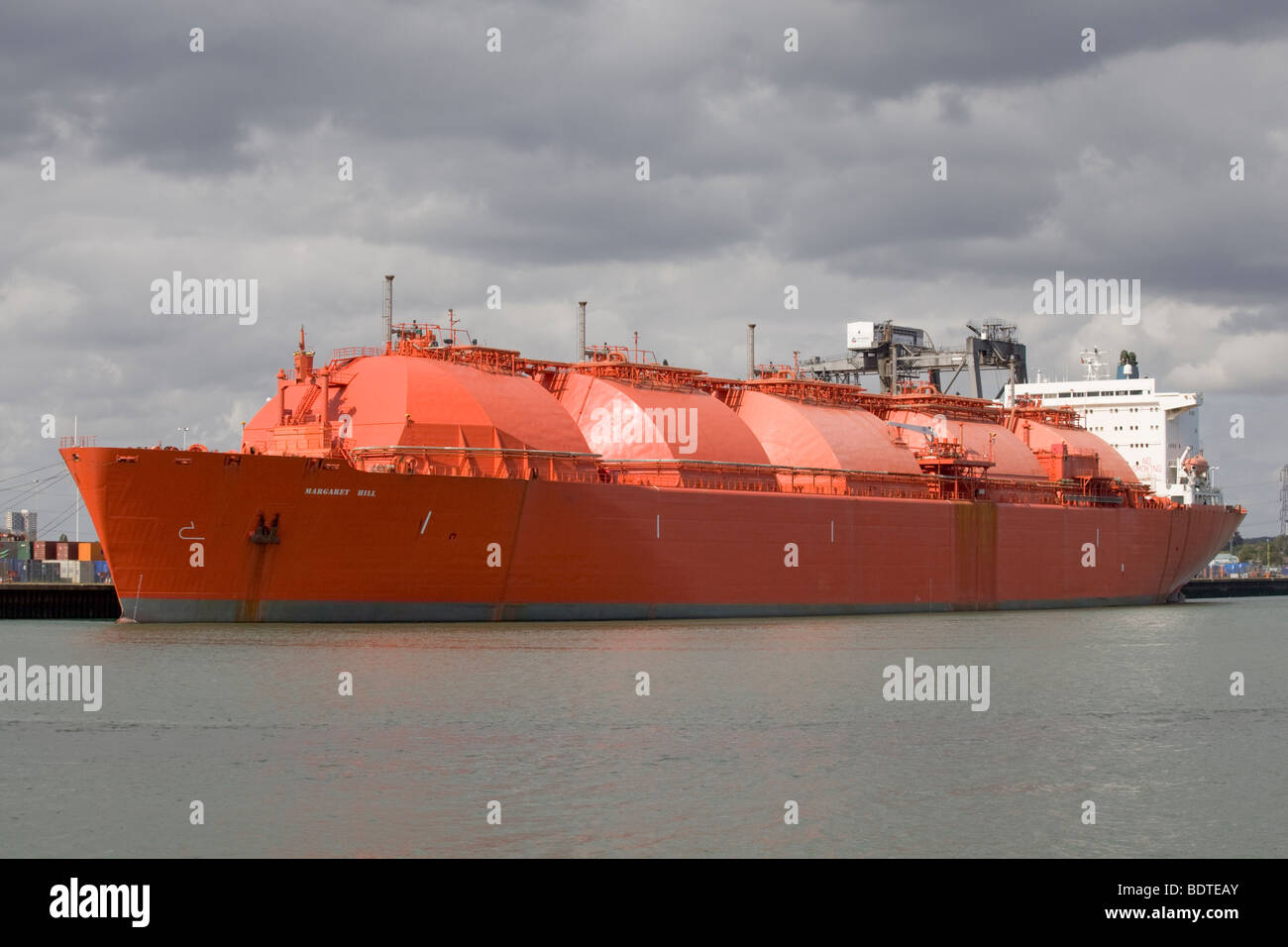 LNG tanker ship Margaret Hill in Southampton docks Stock Photo