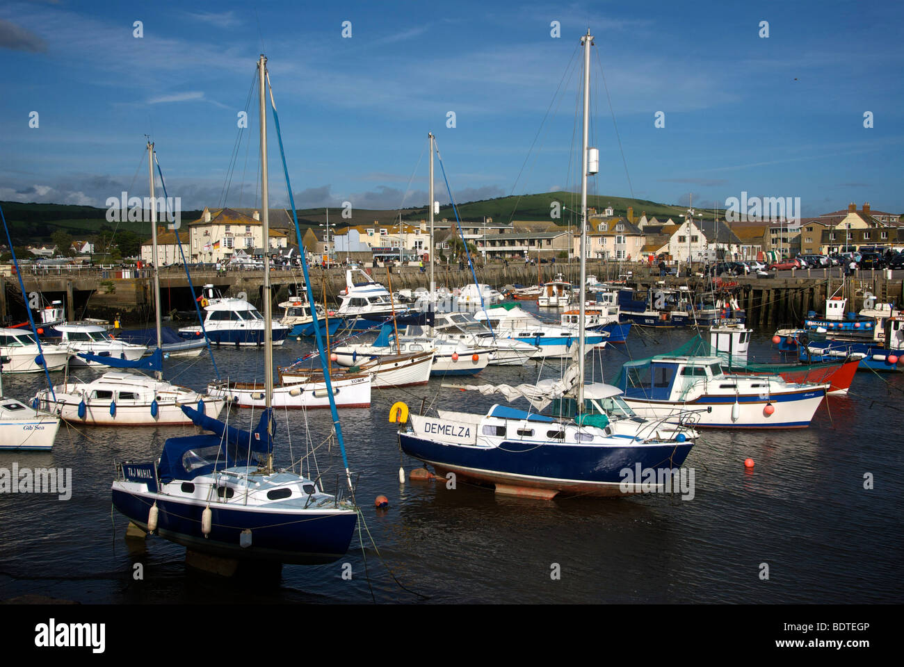 West Bay Dorset UK Harbour Harbor Quay Sailing Fishing Boats Stock ...