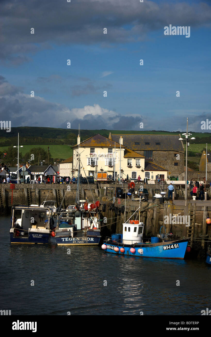 West Bay Dorset UK Harbour Harbor Quay Sailing Fishing Boats Stock ...