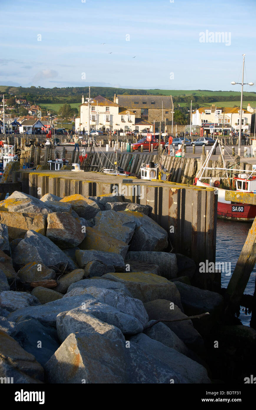 West Bay Dorset UK Harbour Harbor Quay Sailing Fishing Boats Stock ...