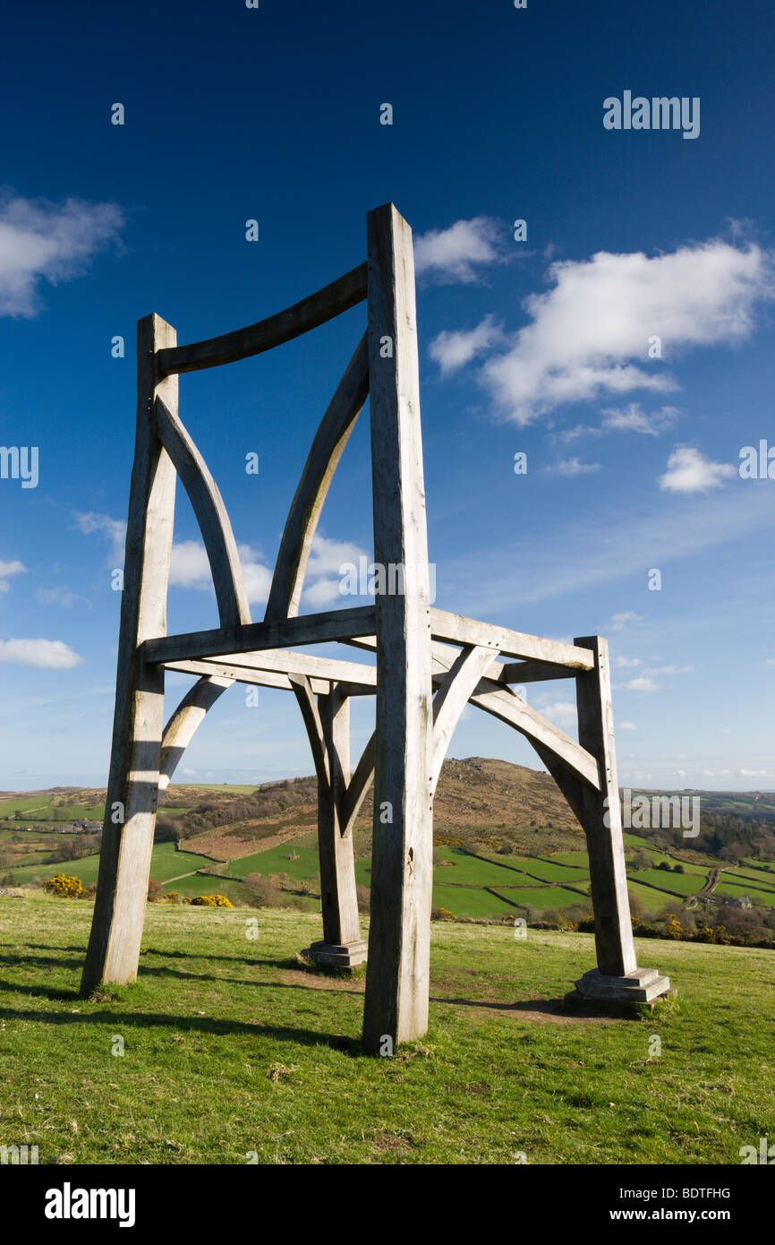 The Giants Chair of Natsworthy, Dartmoor National Park, Devon, England. Spring (April) 2009 Stock Photo