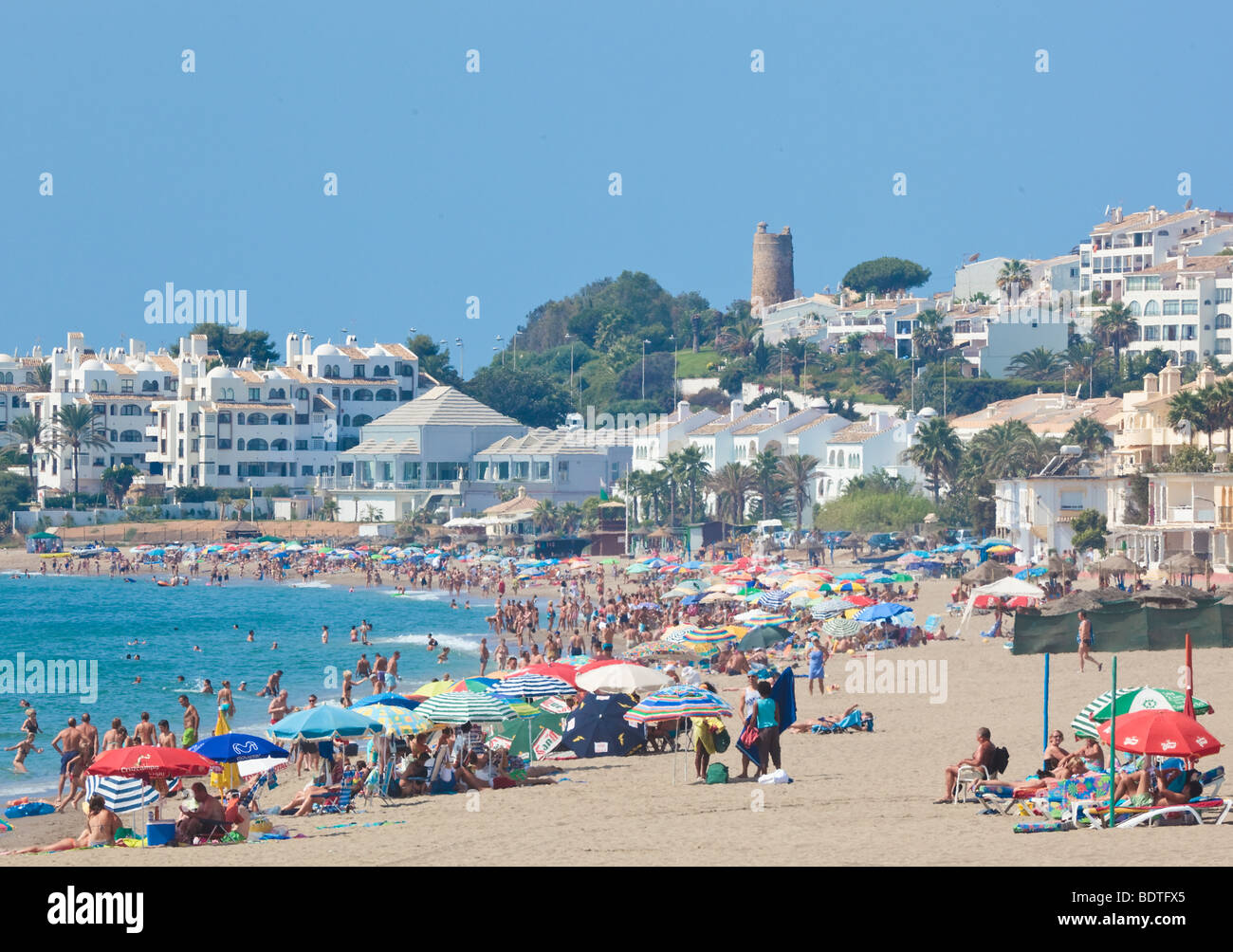 Butibamba beach at La Cala de Mijas, Costa del Sol, Malaga Province, Spain. Stock Photo