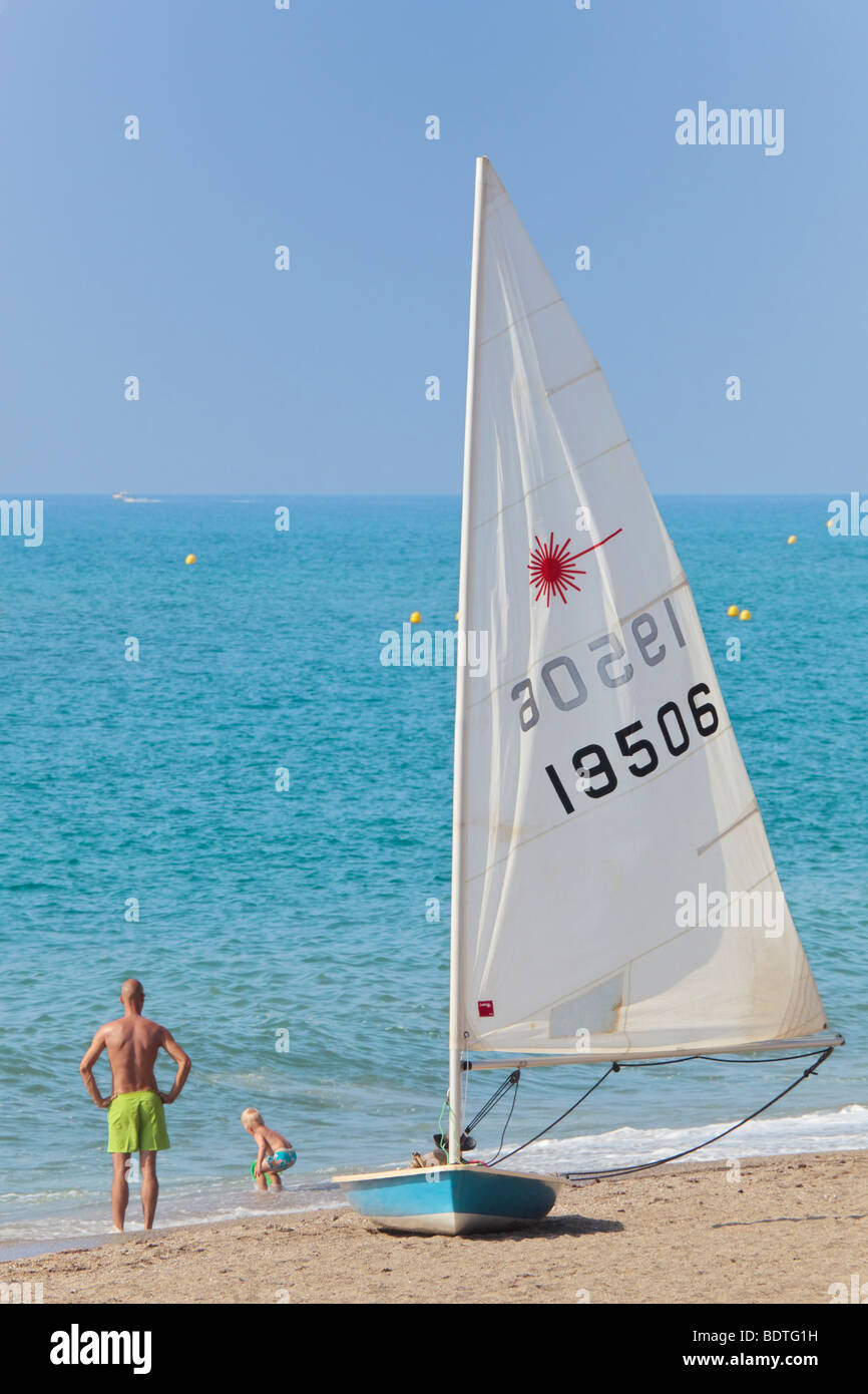 Costa del Sol beach scene shot at Cala de Mijas, Malaga Province, Spain Stock Photo