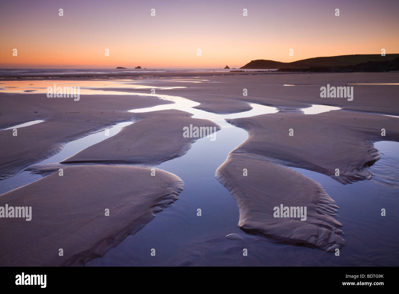 Low tide on Constantine Beach, Cornwall, England. Spring (May) 2009. N/A Stock Photo