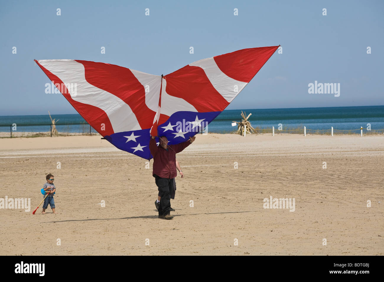 American flag kite on beach Stock Photo Alamy